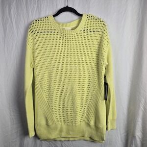 Stylus Sweater Open Weave Cotton‎ Acrylic Pullover Yellow Women's Medium Coastal